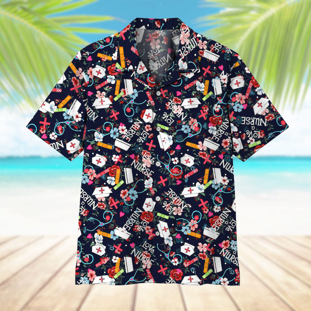 Love Nurse Button Up Hawaiian Shirt