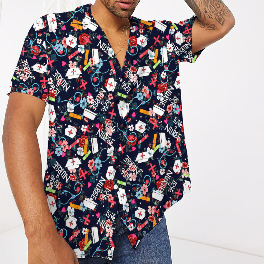 Love Nurse Button Up Hawaiian Shirt