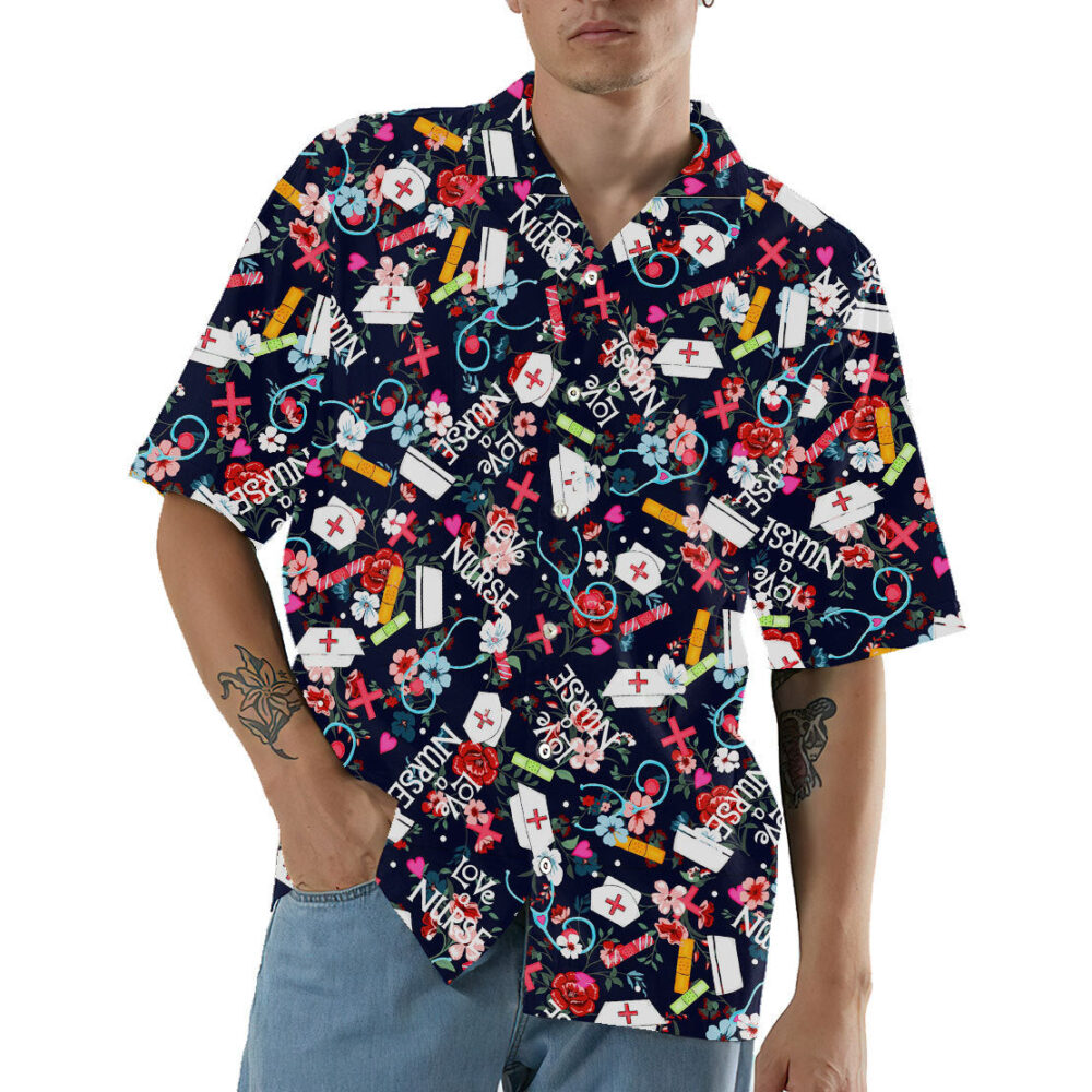 Love Nurse Button Up Hawaiian Shirt