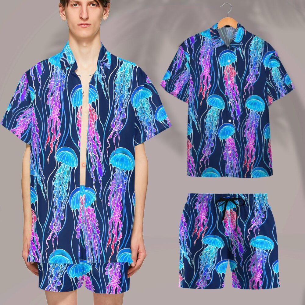 Luminescent Rainbow Jellyfish Gum Custom Hawaii Shirt