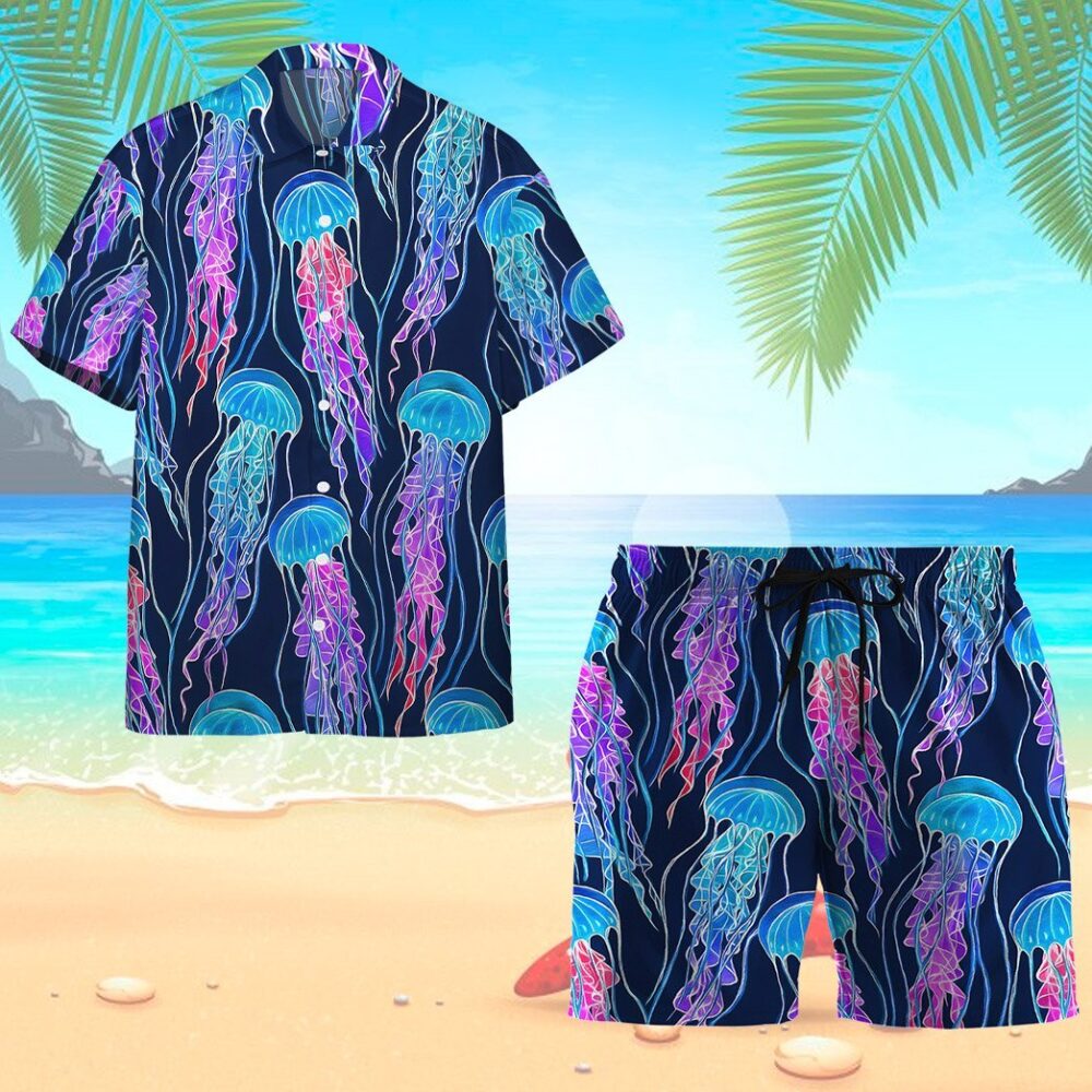 Luminescent Rainbow Jellyfish Gum Custom Hawaii Shirt