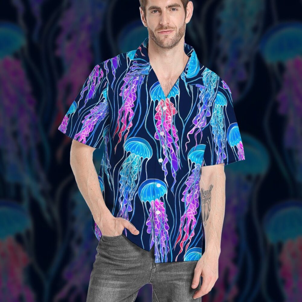 Luminescent Rainbow Jellyfish Gum Custom Hawaii Shirt