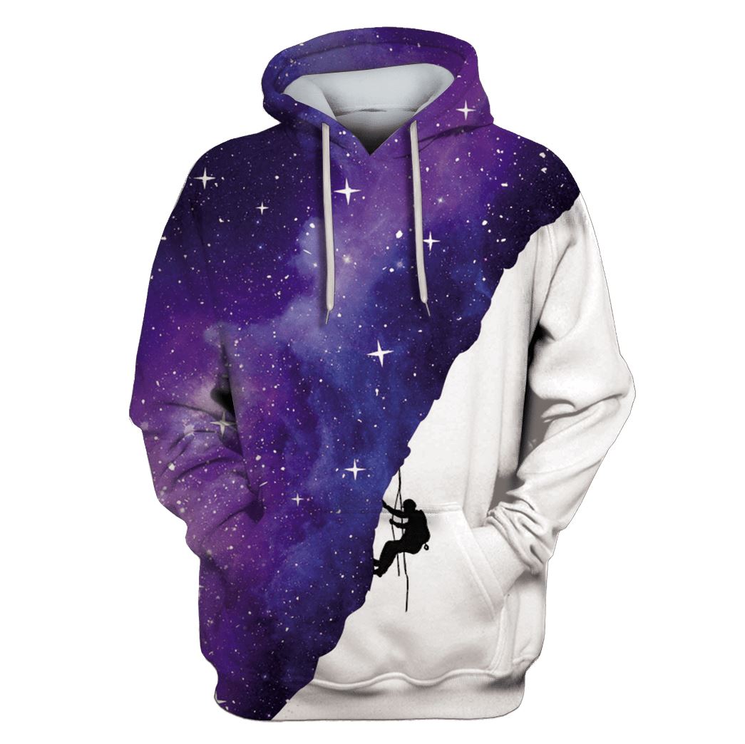 Man Climbing Up Galaxy Custom T-Shirt Hoodie Apparel