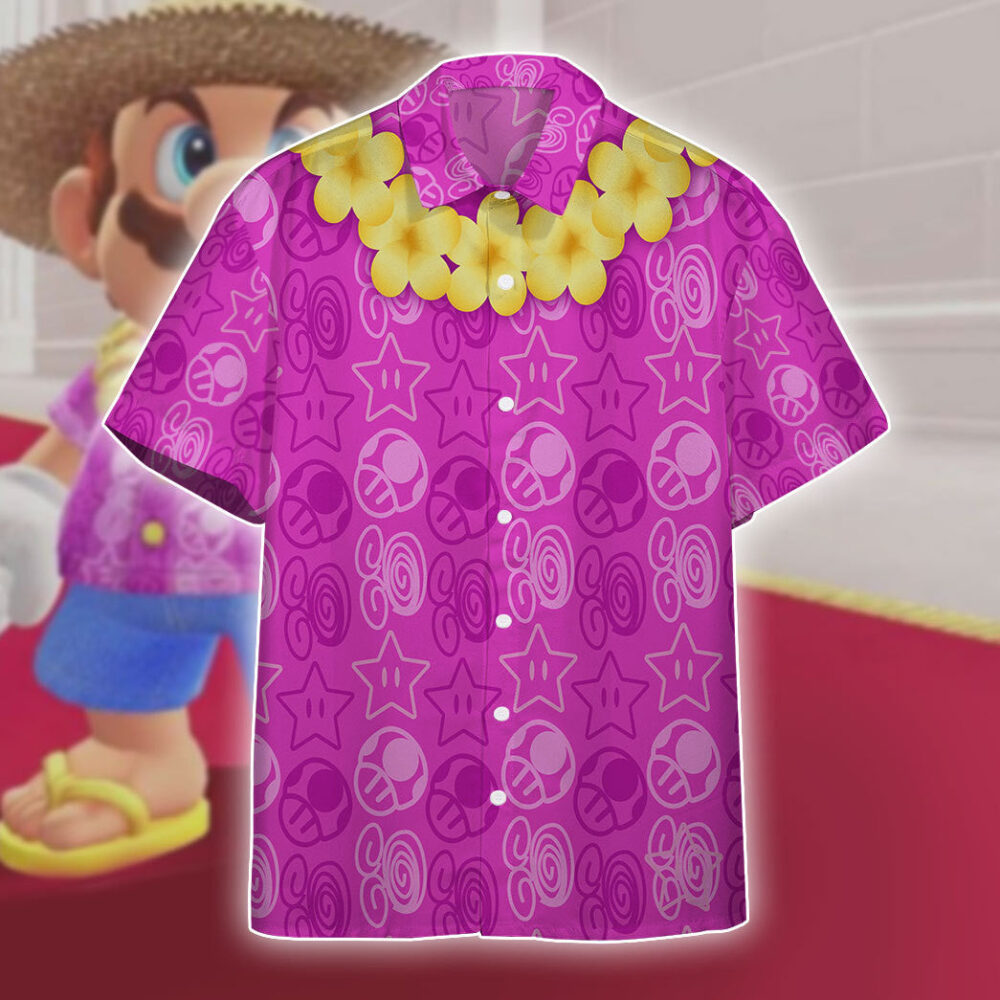 Mario Resort Outfit Purple Custom Short Sleeve Shirt