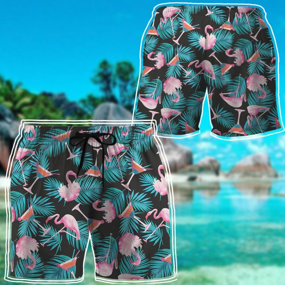 Martini Flamingo Hawaii Shirt