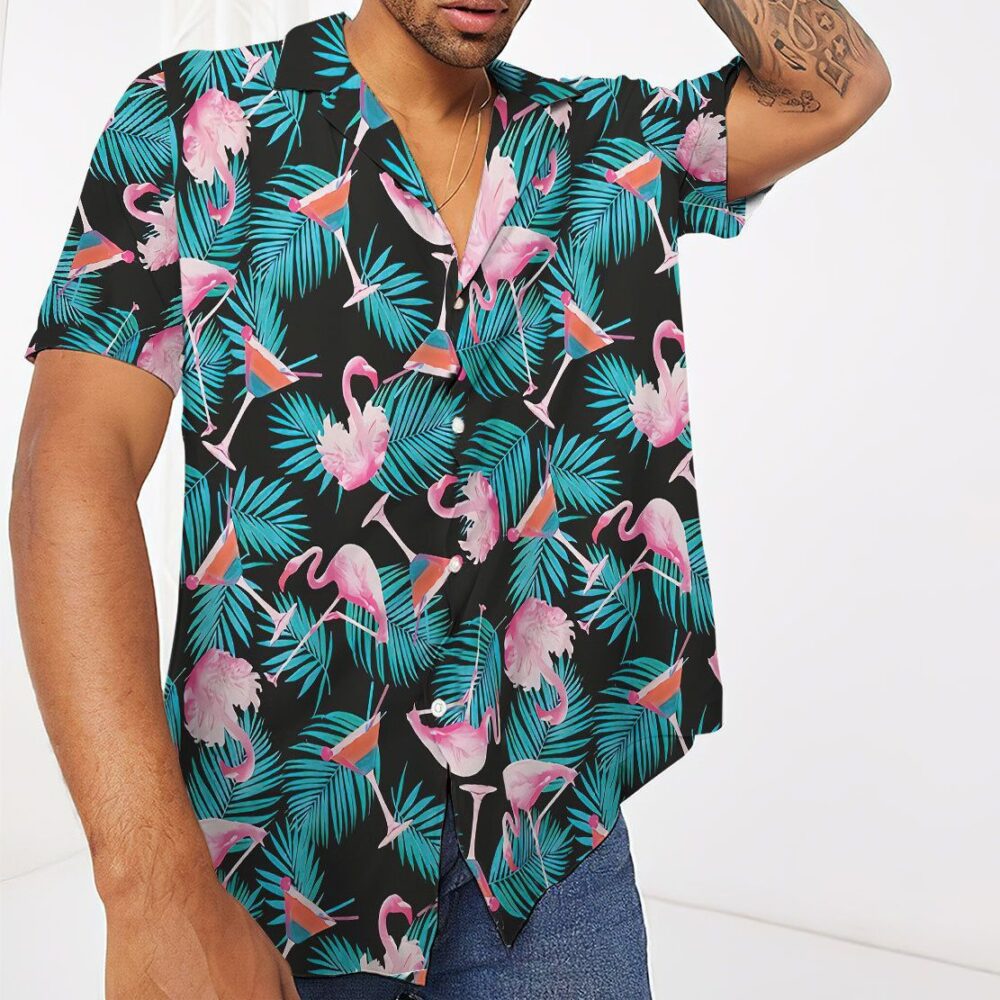 Martini Flamingo Hawaii Shirt