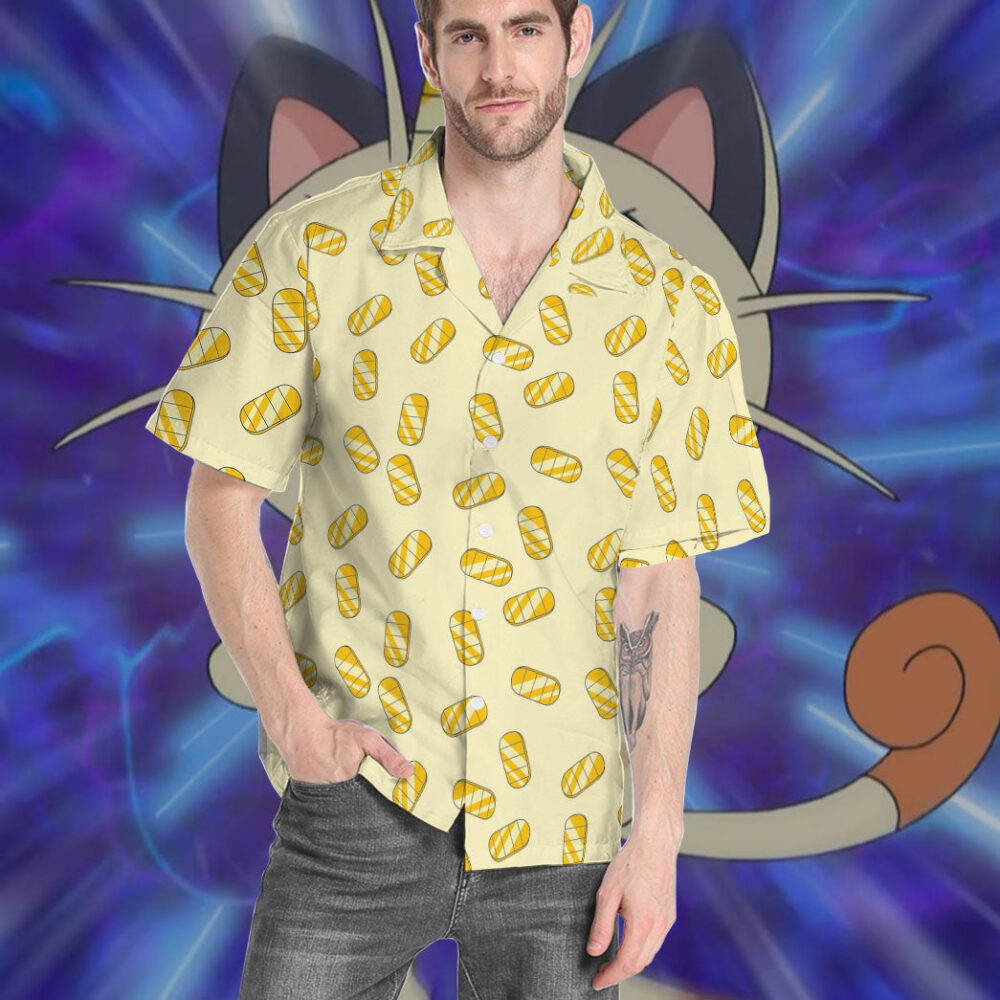 Meowth Gold Coin Pattern Custom Short Sleeve Shirt