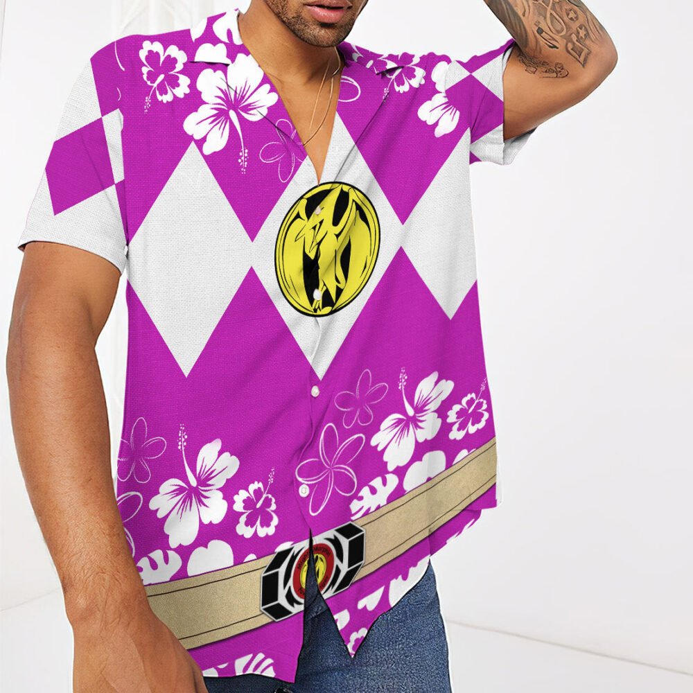 Mighty Morphin Power Ranger Pink Hawaii Shirt