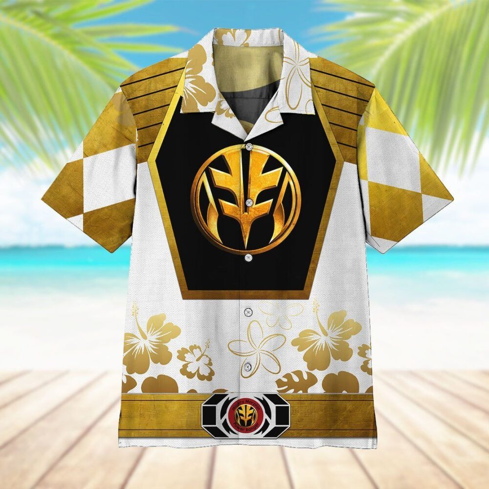 Mighty Morphin Power Ranger White Hawaii Shirt