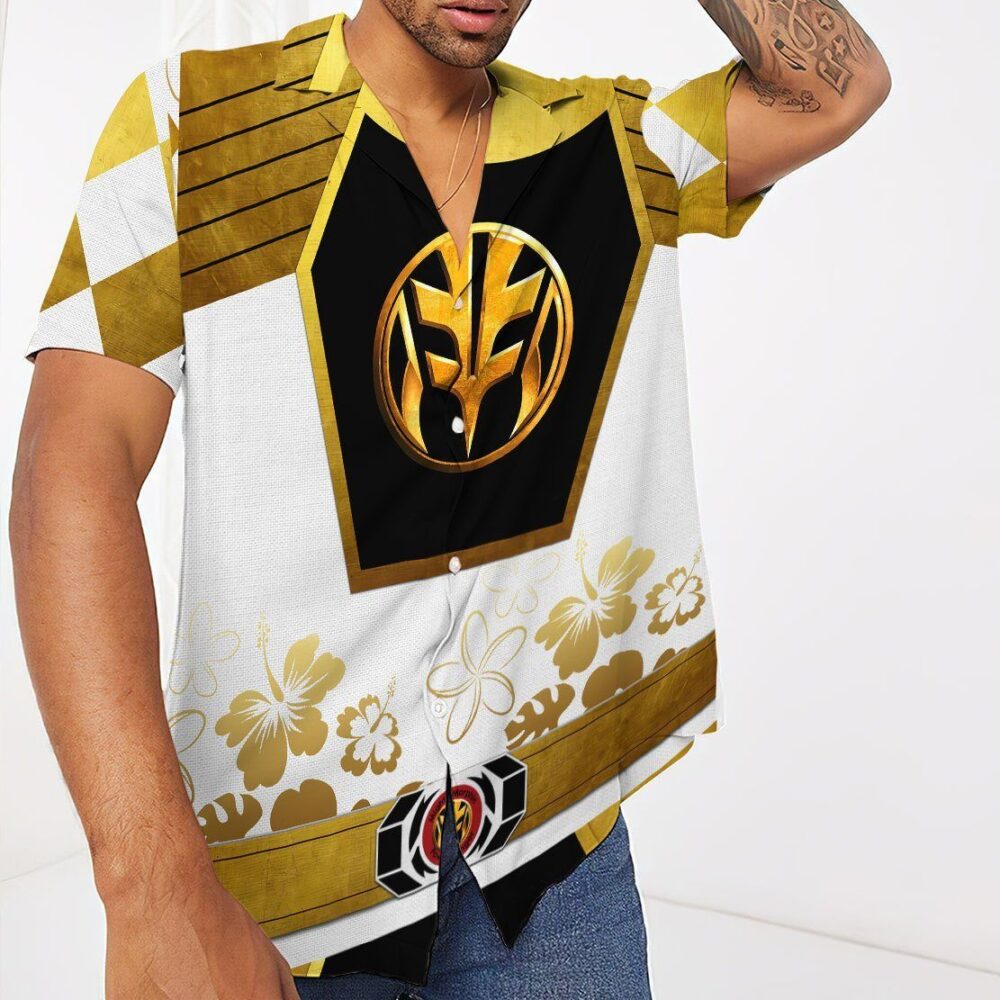 Mighty Morphin Power Ranger White Hawaii Shirt