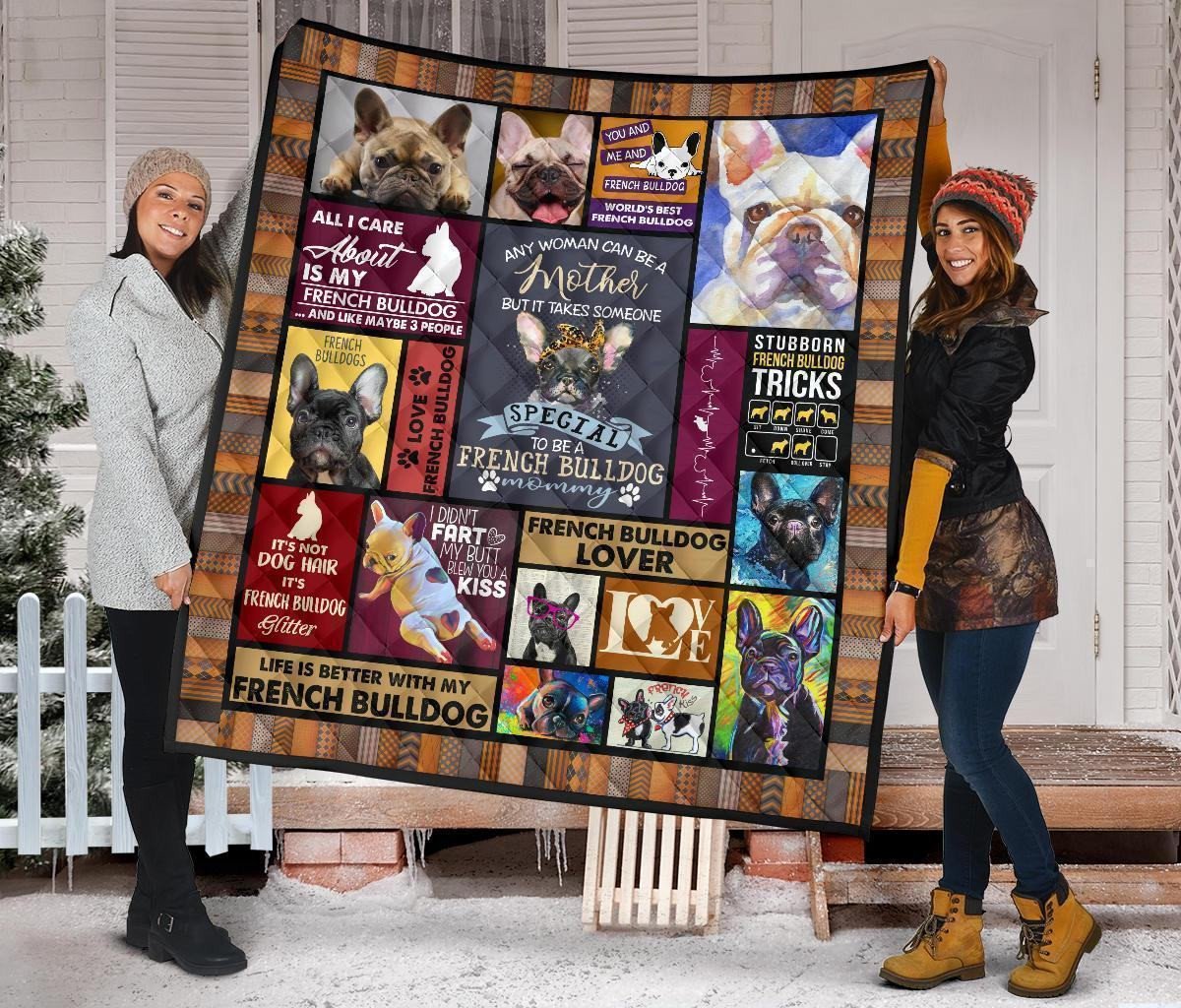 Mommy French Bulldog Quilt Blanket