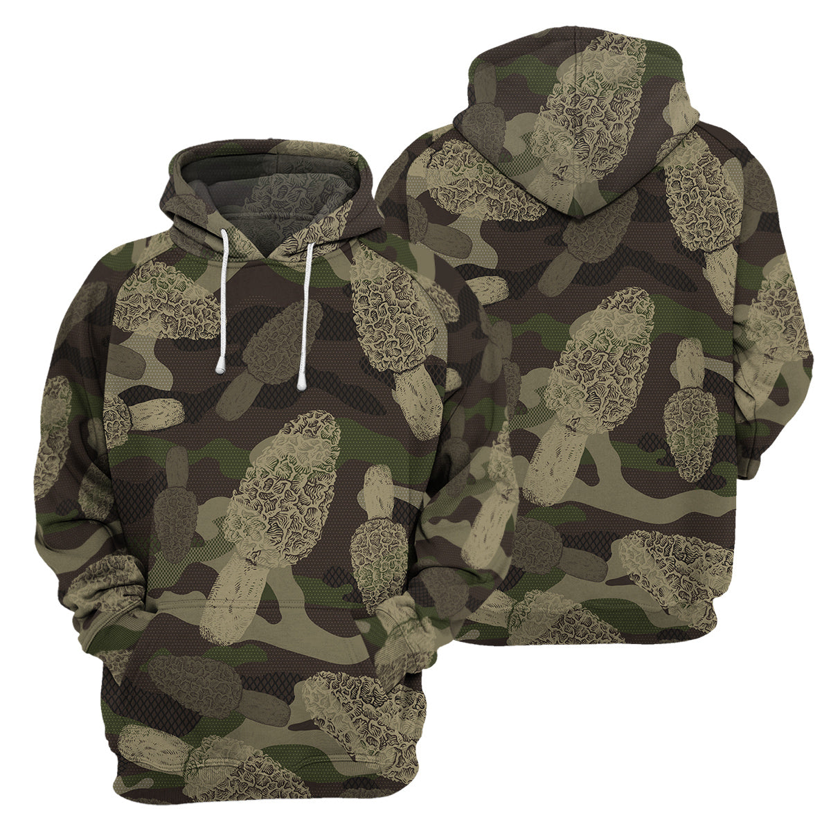 Morel Mushroom Camo Unique All Over Print T-Shirt Hoodie Gift Ideas