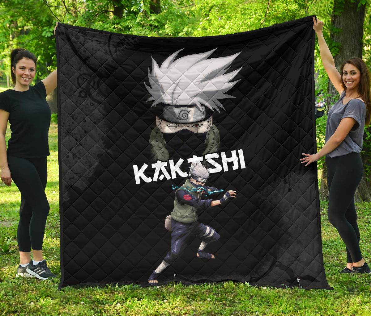 Naruto Anime Kakashi Hatake Sharingan Copy Ninja Black Premium Quilt Blanket