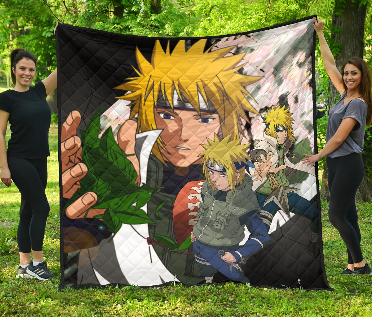 Naruto Anime Minato Konoha Hokage Kunai Fighting Premium Quilt Blanket