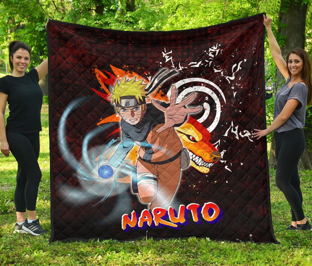 Naruto Anime Naruto Sharingan With Kurama Eight Trigrams Seal Premium Quilt Blanket