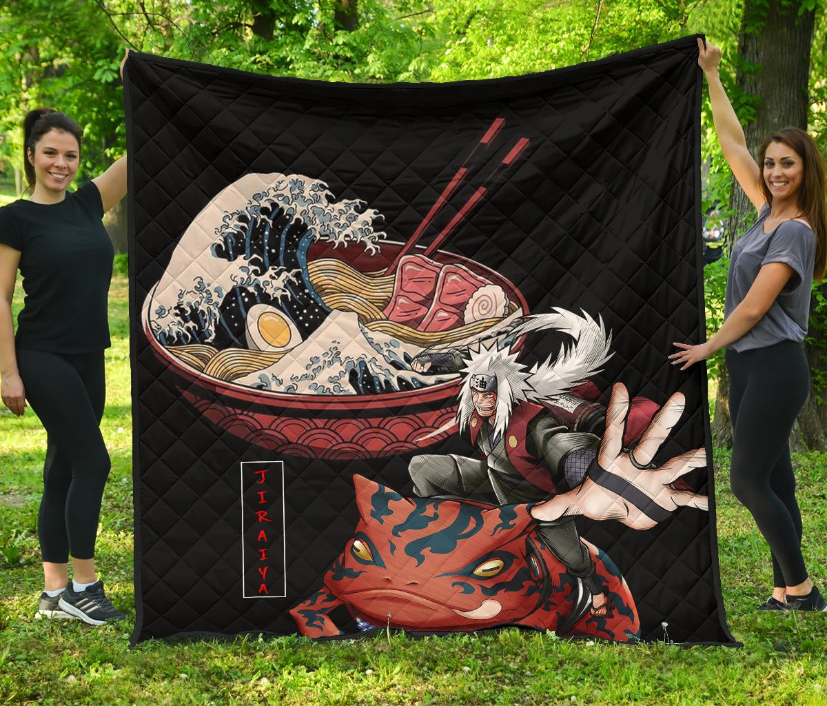 Naruto Anime Premium Quilt – Jiraiya With Gama Keeper Toad Ramen Bowl Quilt Blanket