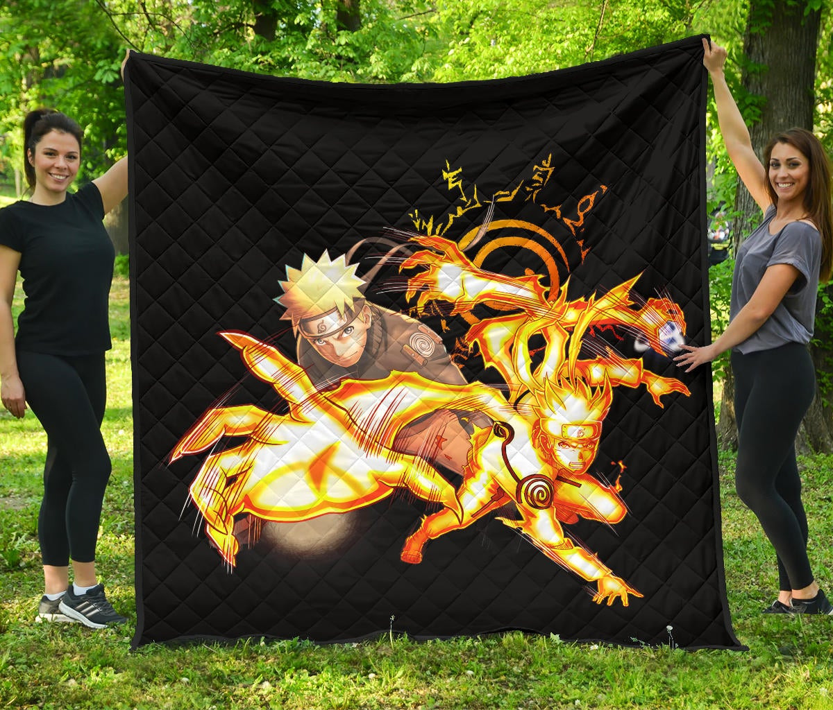 Naruto Anime Premium Quilt – Naruto Fighting Bijuu Mode Eight Trigram Seal Quilt Blanket