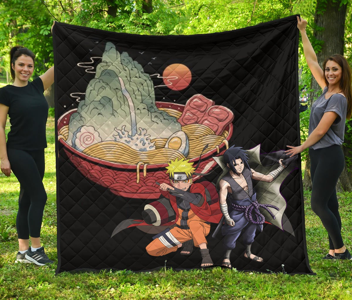 Naruto Anime Premium Quilt – Naruto Sage Mode With Sasuke Take Off Cloak Ramen Quilt Blanket