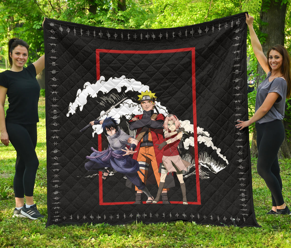 Naruto Anime Premium Quilt Team 7 Naruto Sasuke Sakura Fighting Quilt Blanket