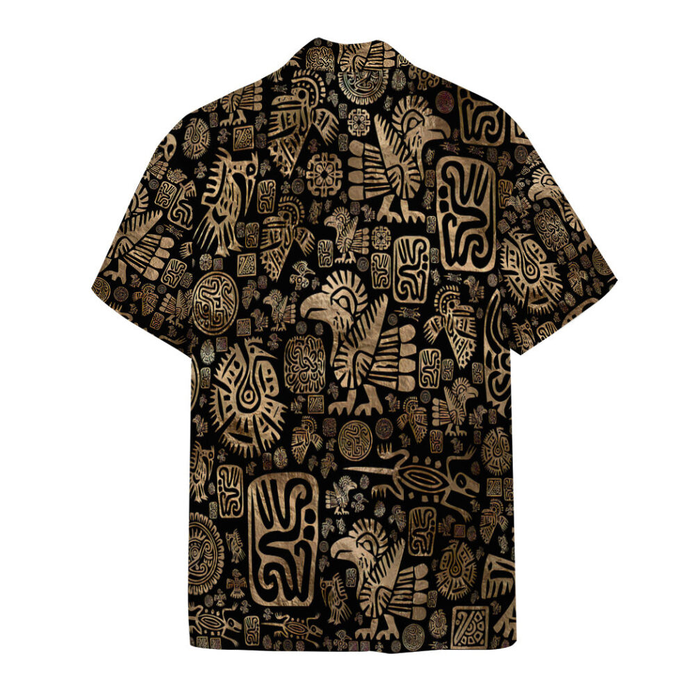 Native American Ornaments Black And Gold Hawaii Shirt