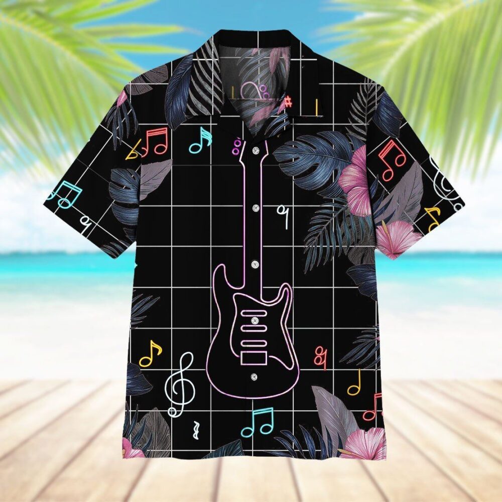 Neon Electric Guitar Hawaii Shirt