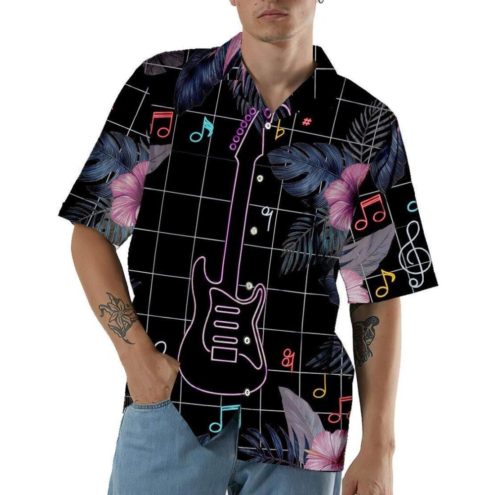 Neon Electric Guitar Hawaii Shirt