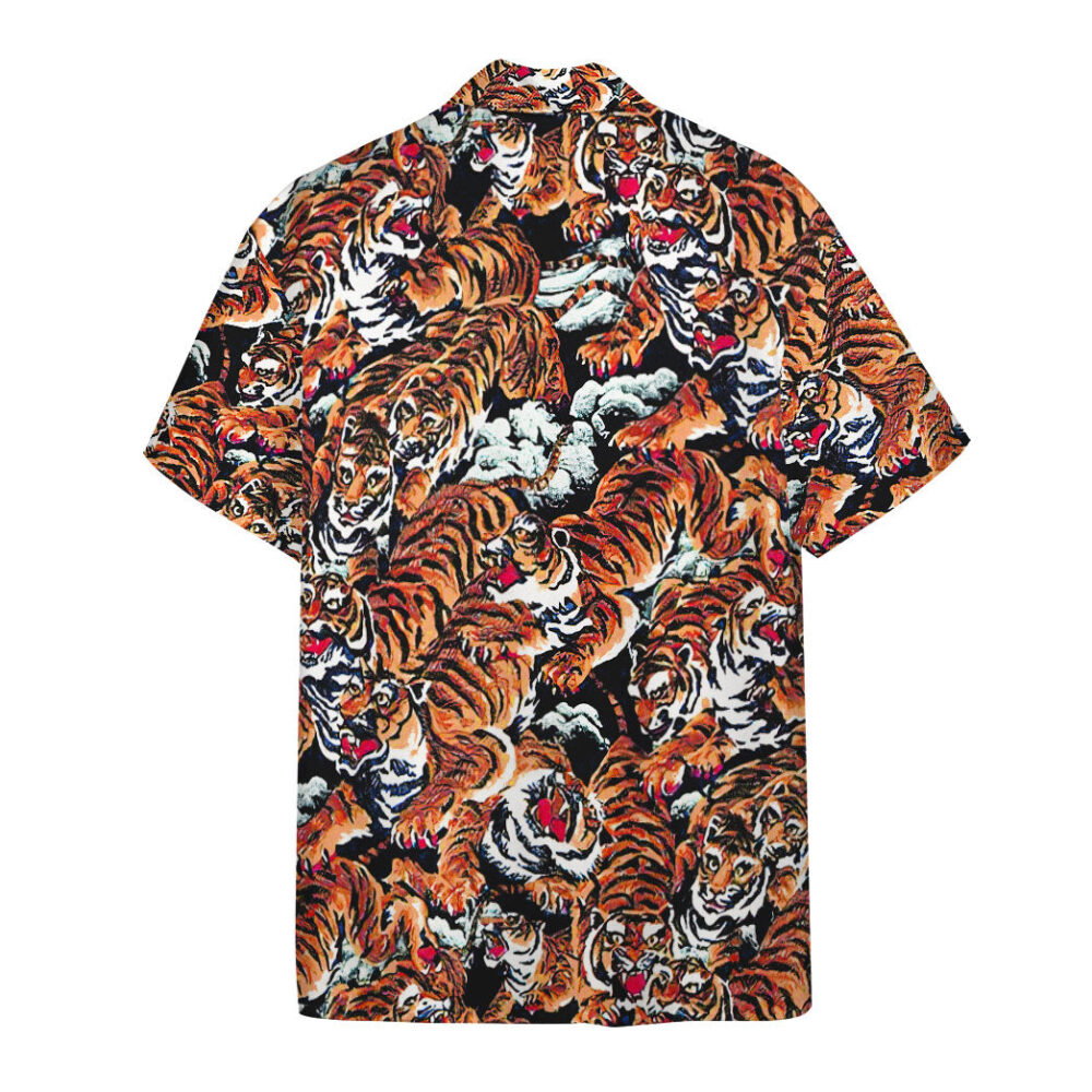 One Hundred Tigers Black Custom Hawaii Shirt