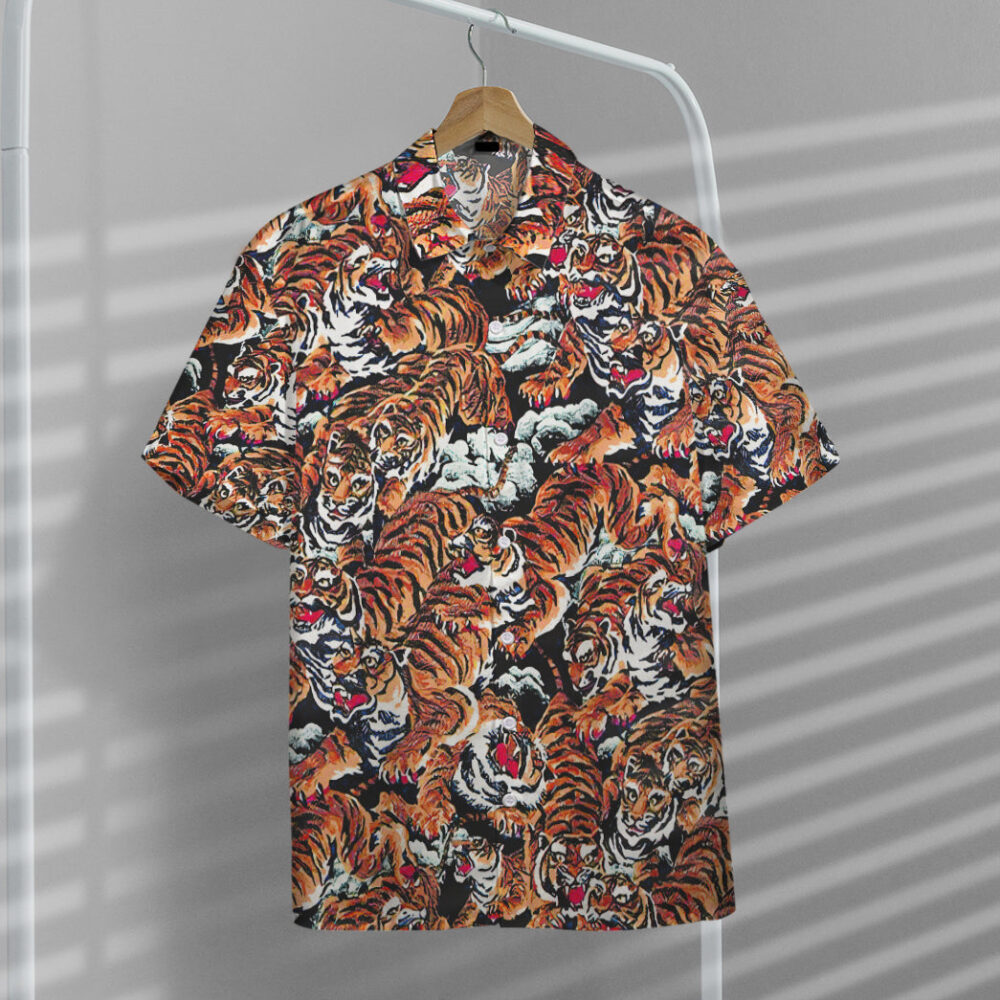 One Hundred Tigers Black Custom Hawaii Shirt