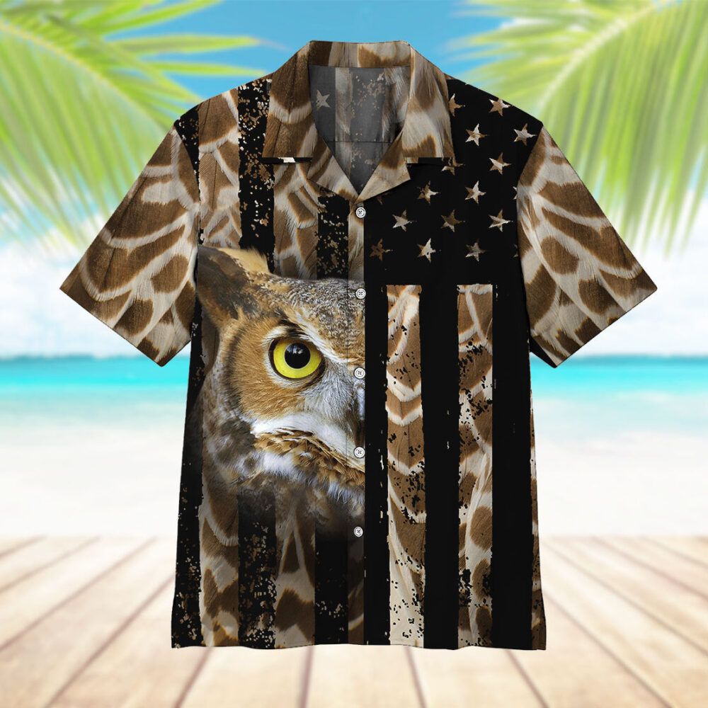 Owl American Flag Hawaii Shirt