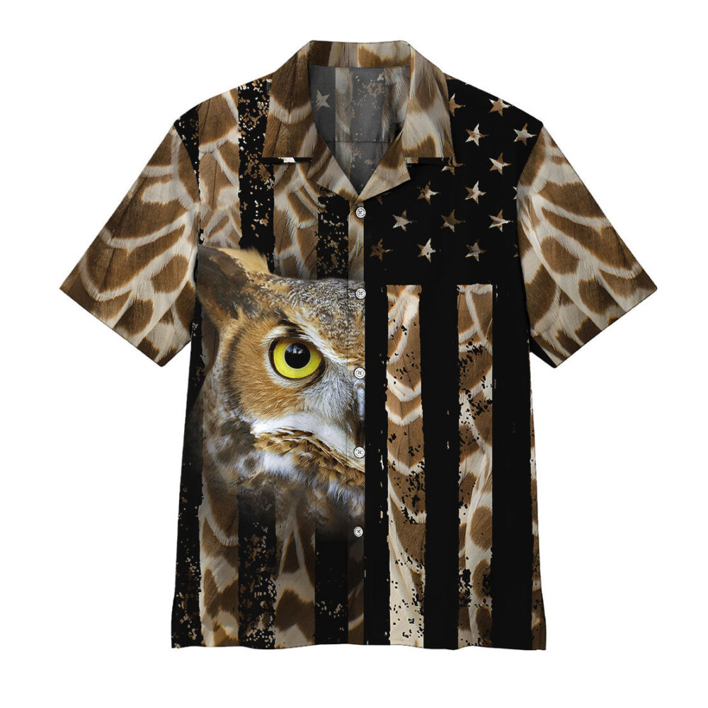 Owl American Flag Hawaii Shirt