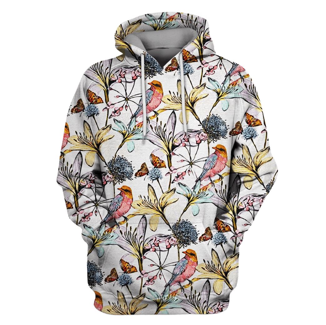 Owl bird with flowers Custom T-Shirt Hoodie Apparel