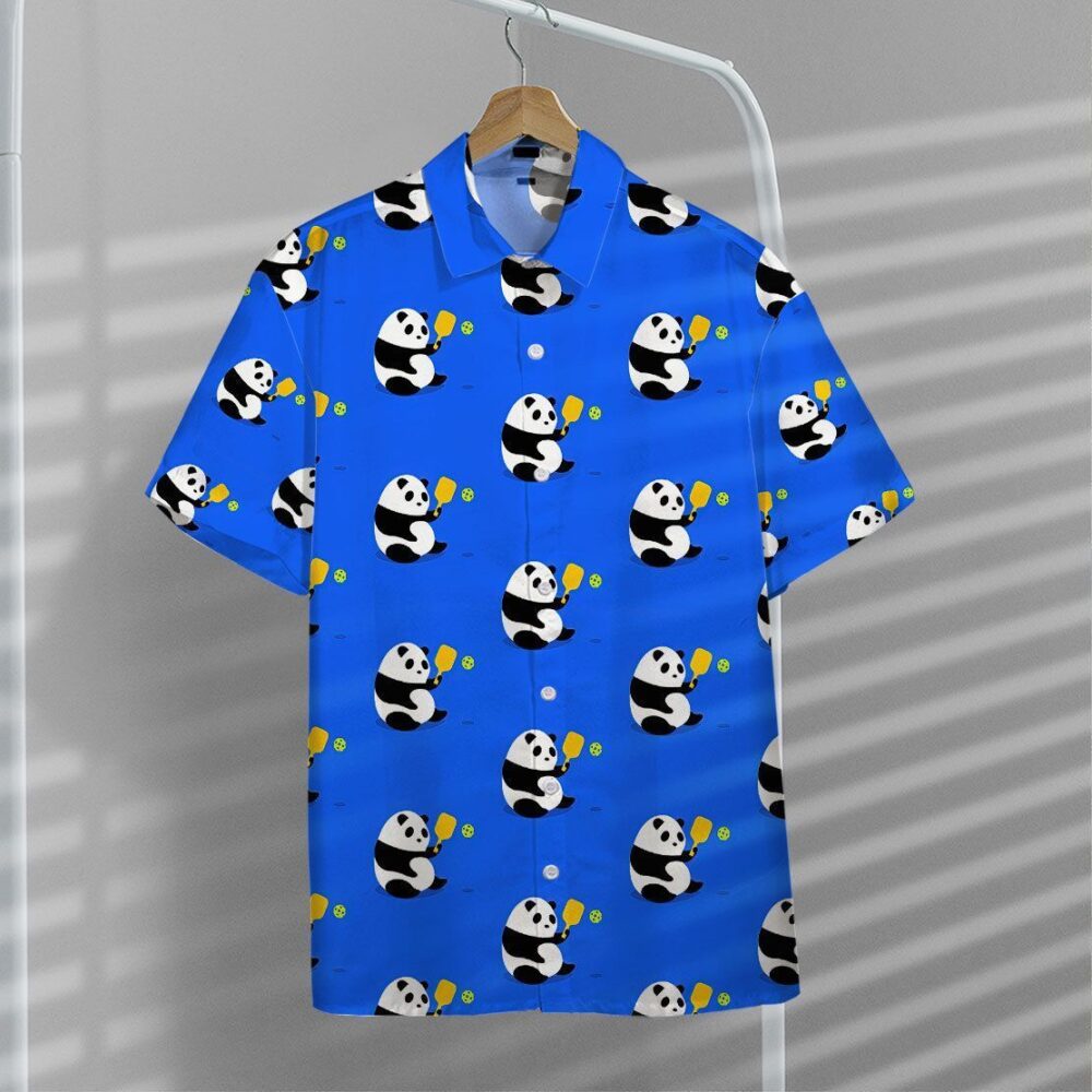 Panda Pickleball Button Up Hawaii Shirt