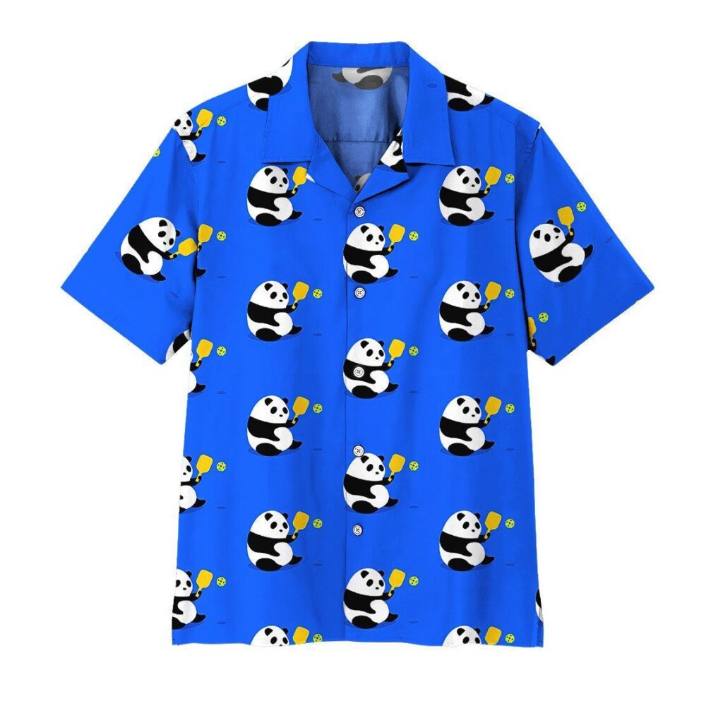 Panda Pickleball Button Up Hawaii Shirt