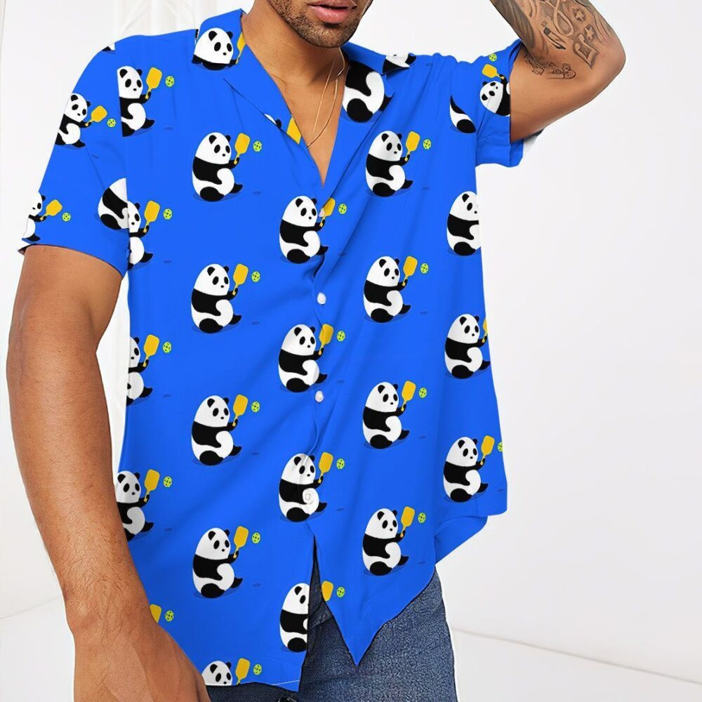 Panda Pickleball Button Up Hawaii Shirt