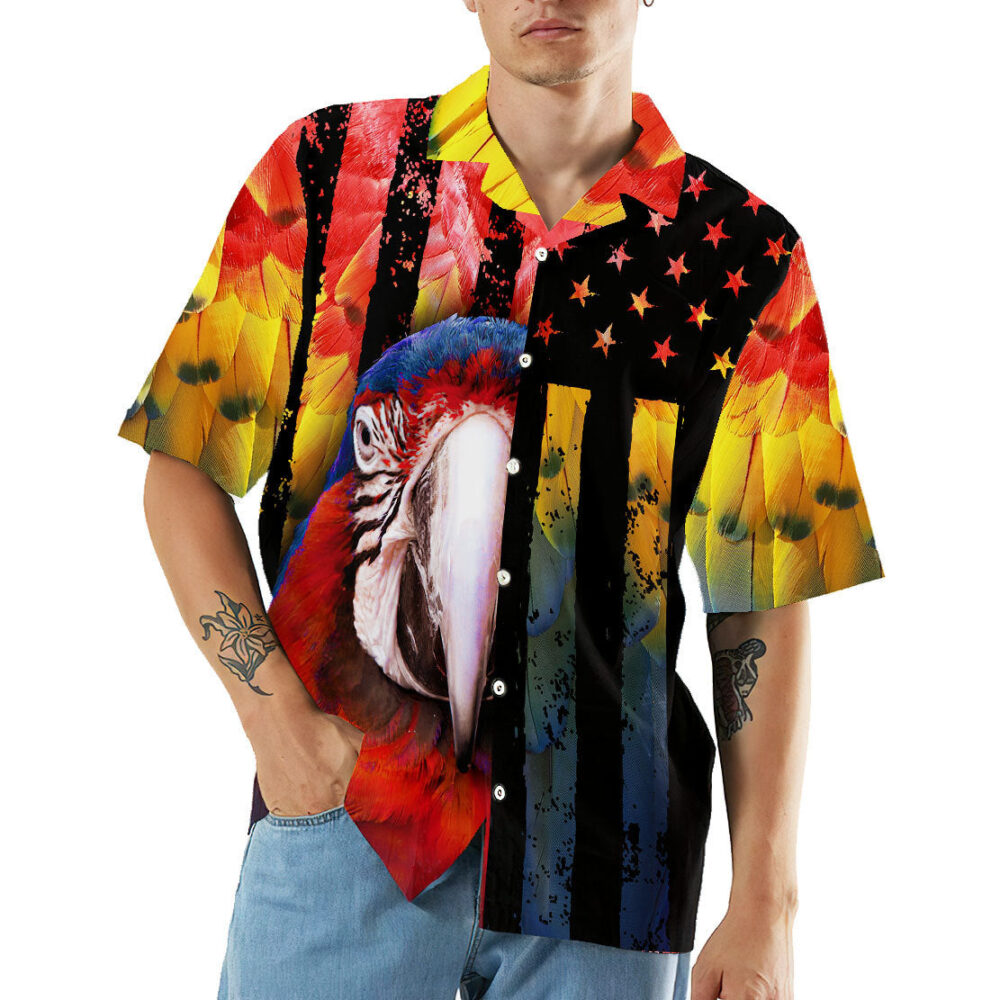 Parrot American Flag Hawaii Shirt