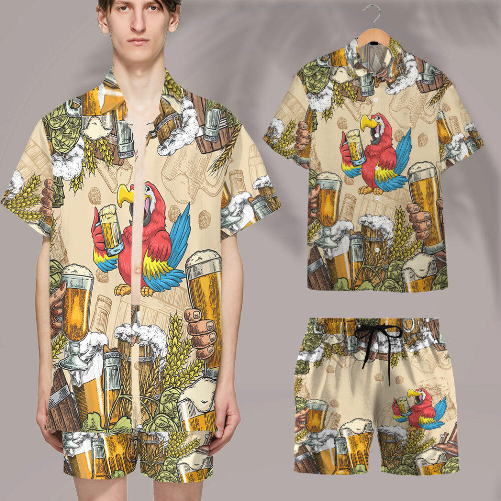 Parrot And Beer Custom Hawaii Shirt