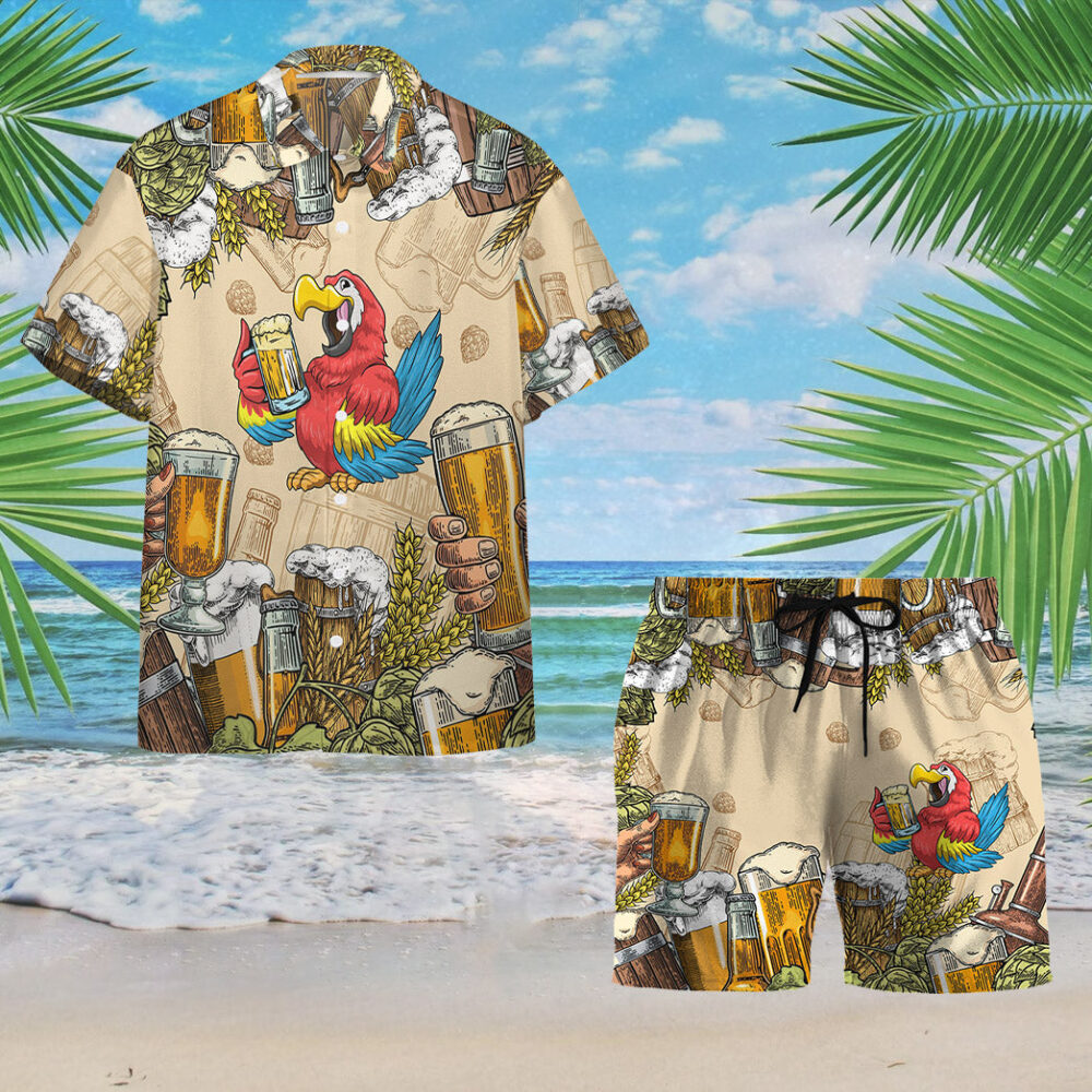 Parrot And Beer Custom Hawaii Shirt