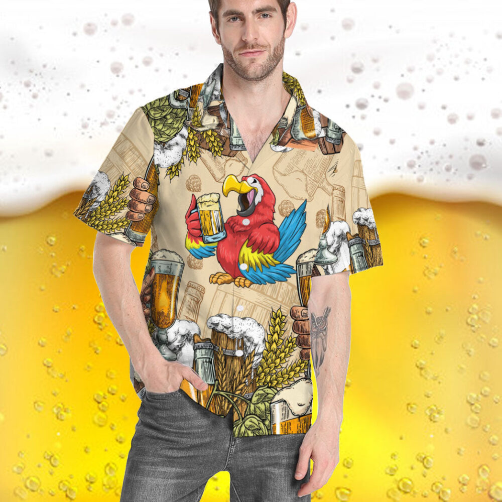 Parrot And Beer Custom Hawaii Shirt