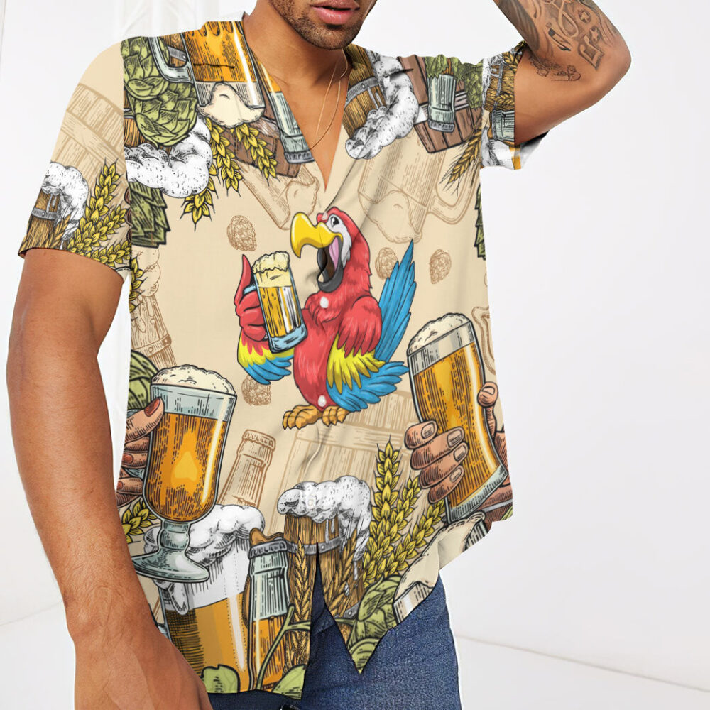 Parrot And Beer Custom Hawaii Shirt