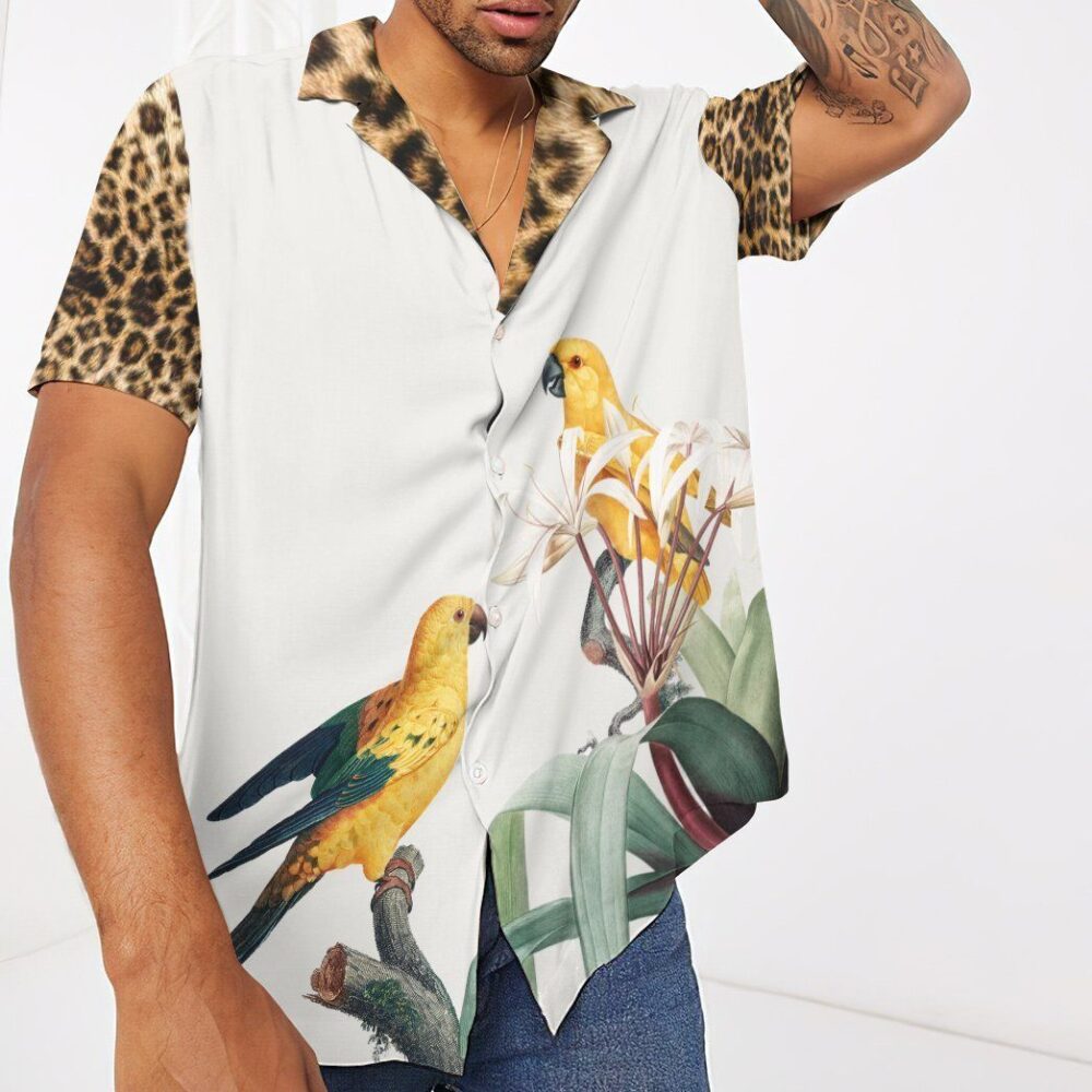 Parrot With Leopard Skin Tropical Hawaii Shirt