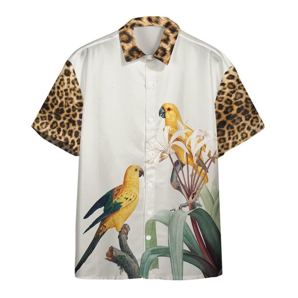 Parrot With Leopard Skin Tropical Hawaii Shirt