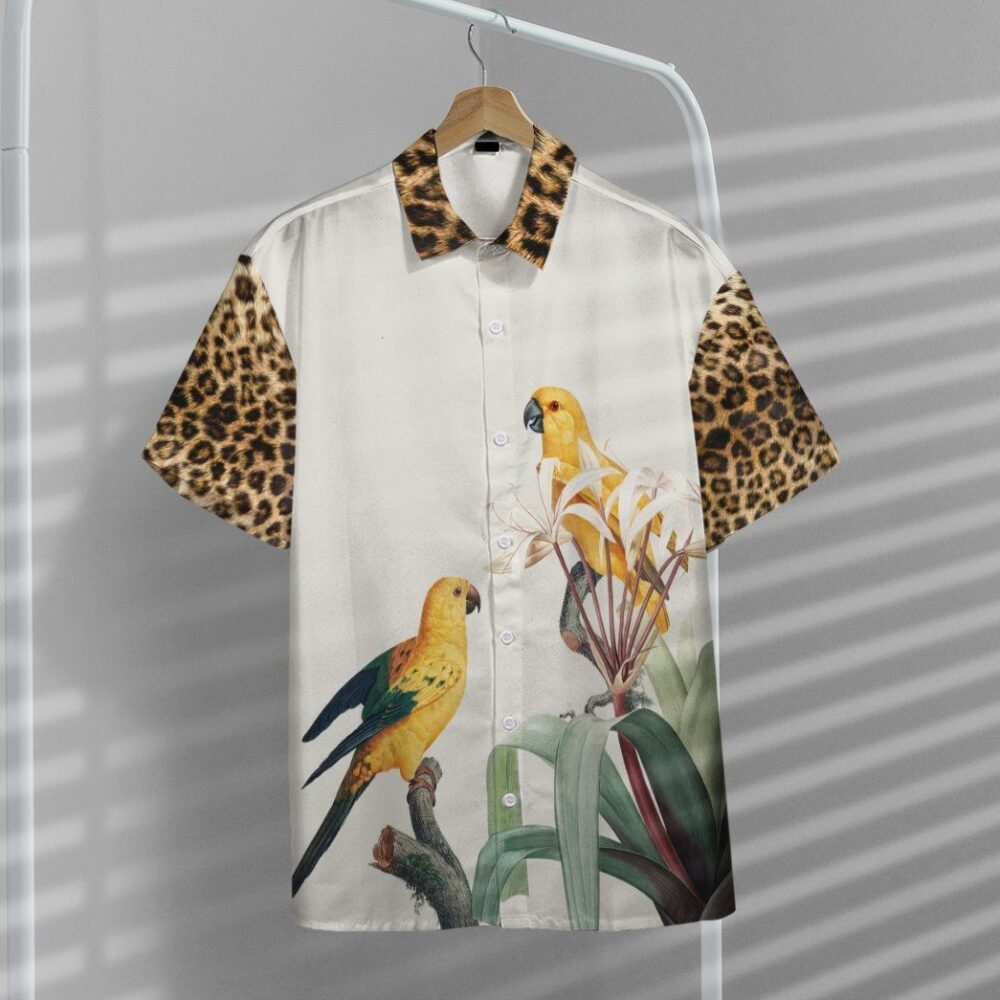 Parrot With Leopard Skin Tropical Hawaii Shirt