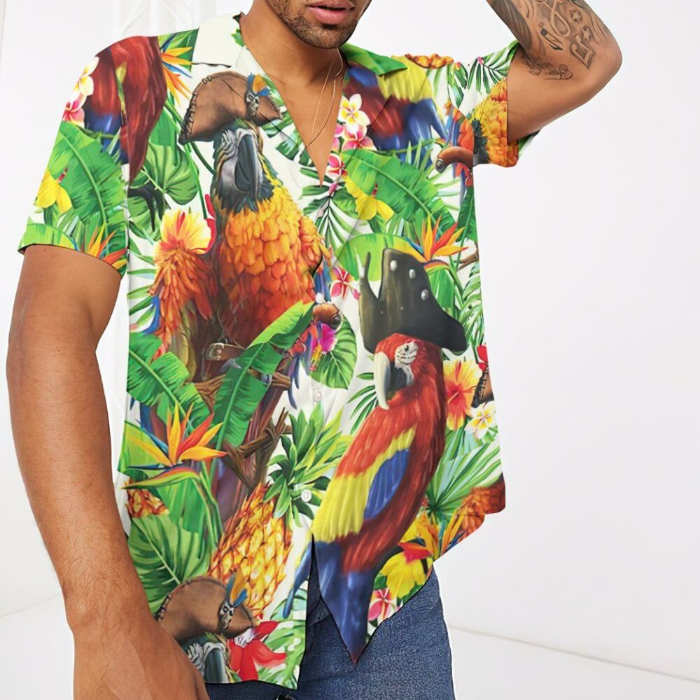 Pirate Parrot In The Jungle Custom Short Sleeve Shirt