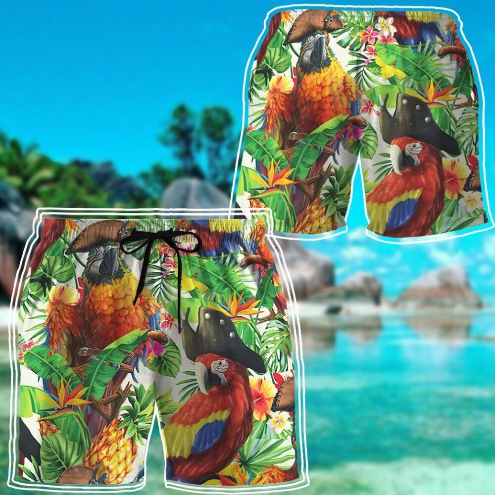 Pirate Parrot In The Jungle Custom Short Sleeve Shirt