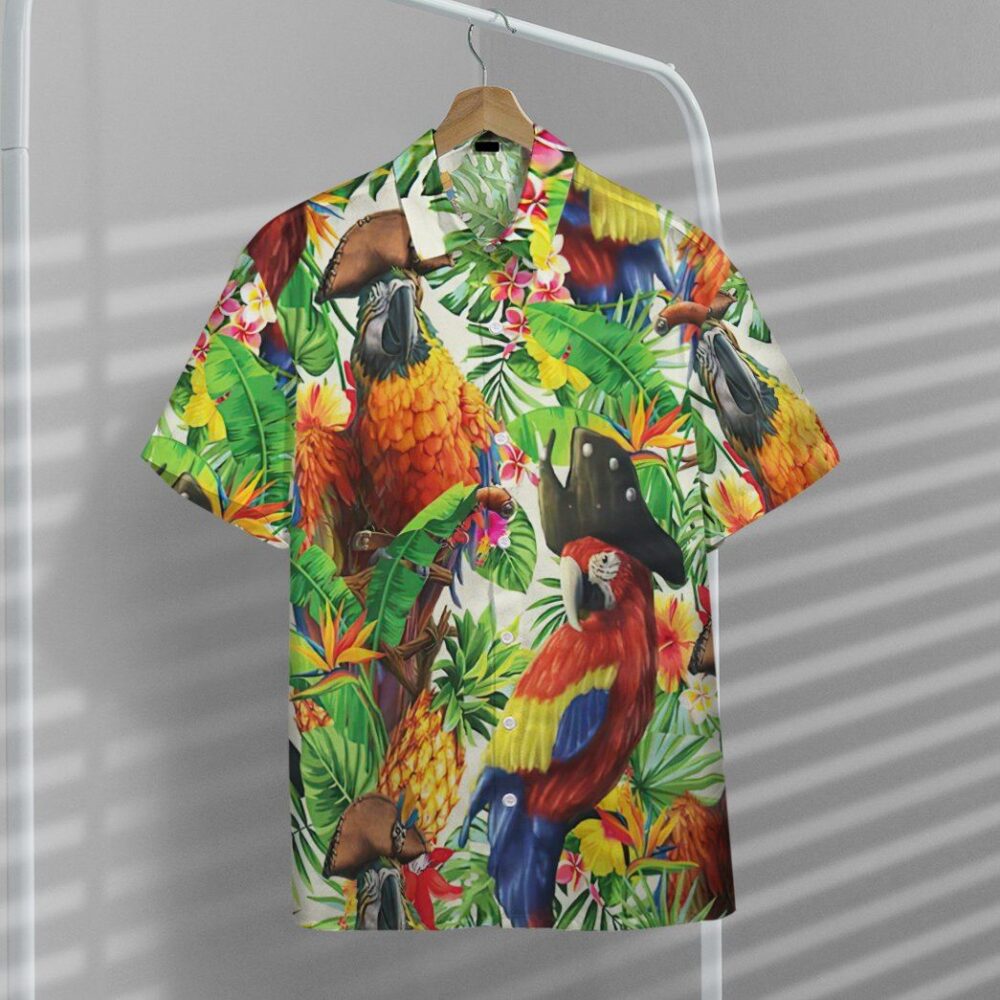 Pirate Parrot In The Jungle Custom Short Sleeve Shirt