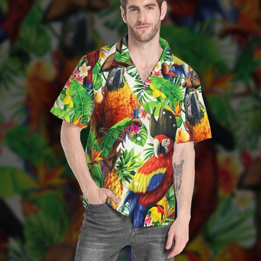 Pirate Parrot In The Jungle Custom Short Sleeve Shirt