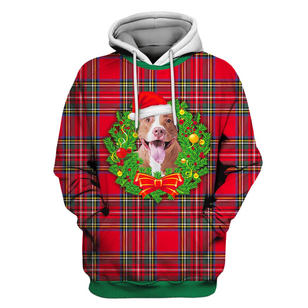 Pitbull On Christmas Custom T-Shirt Hoodie Apparel