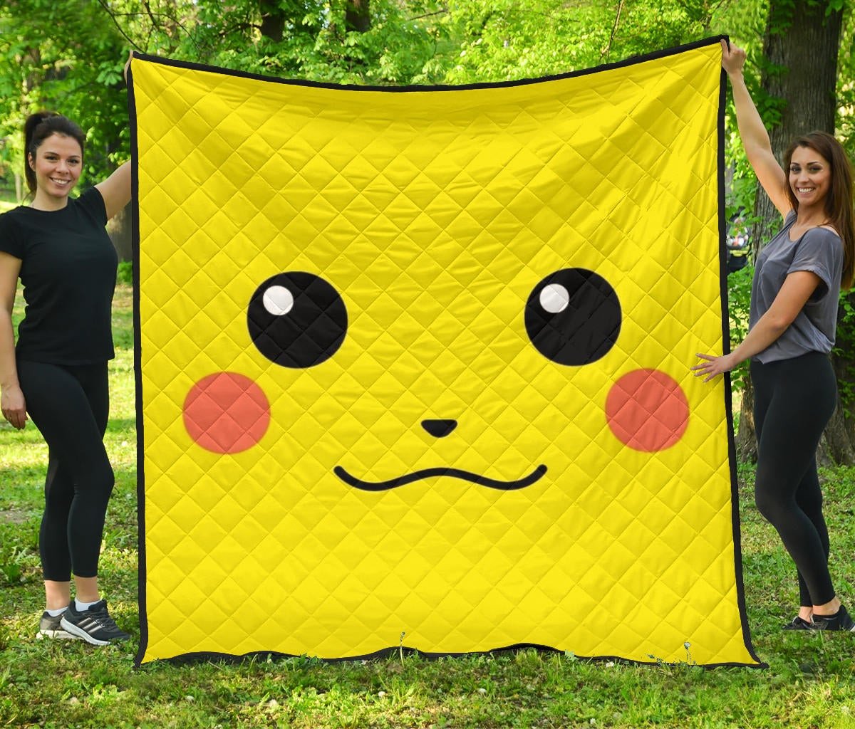 Pokemon Anime Premium Quilt – Cute Minimalist Pikachu Yellow Face Quilt Blanket