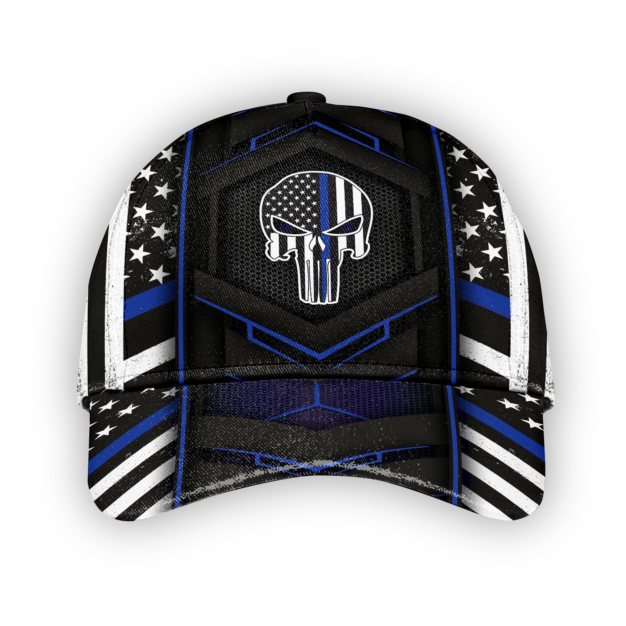 Police Blue Skull Custom Cap