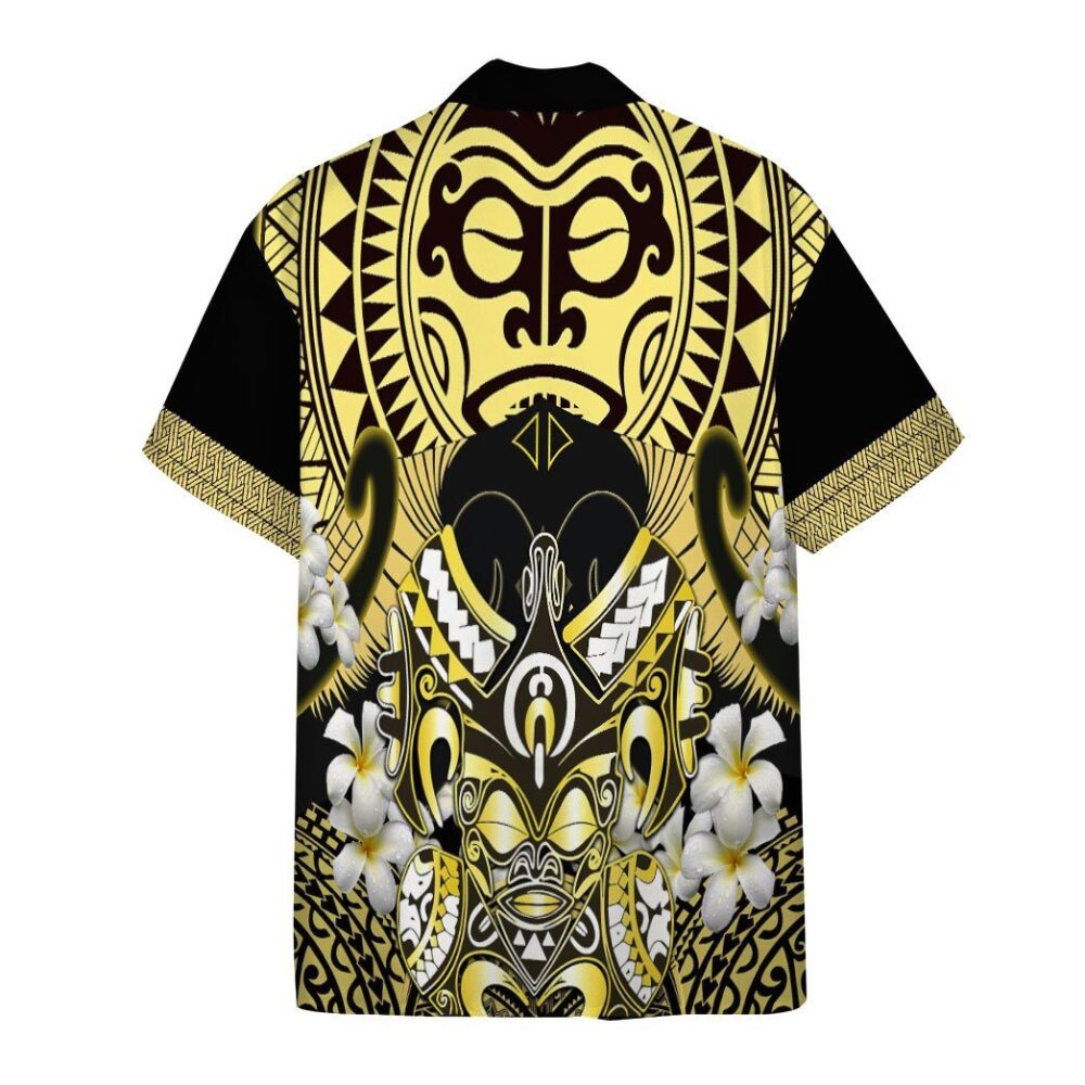 Polynesian Face With Plumeria Custom Short Sleeve Shirt